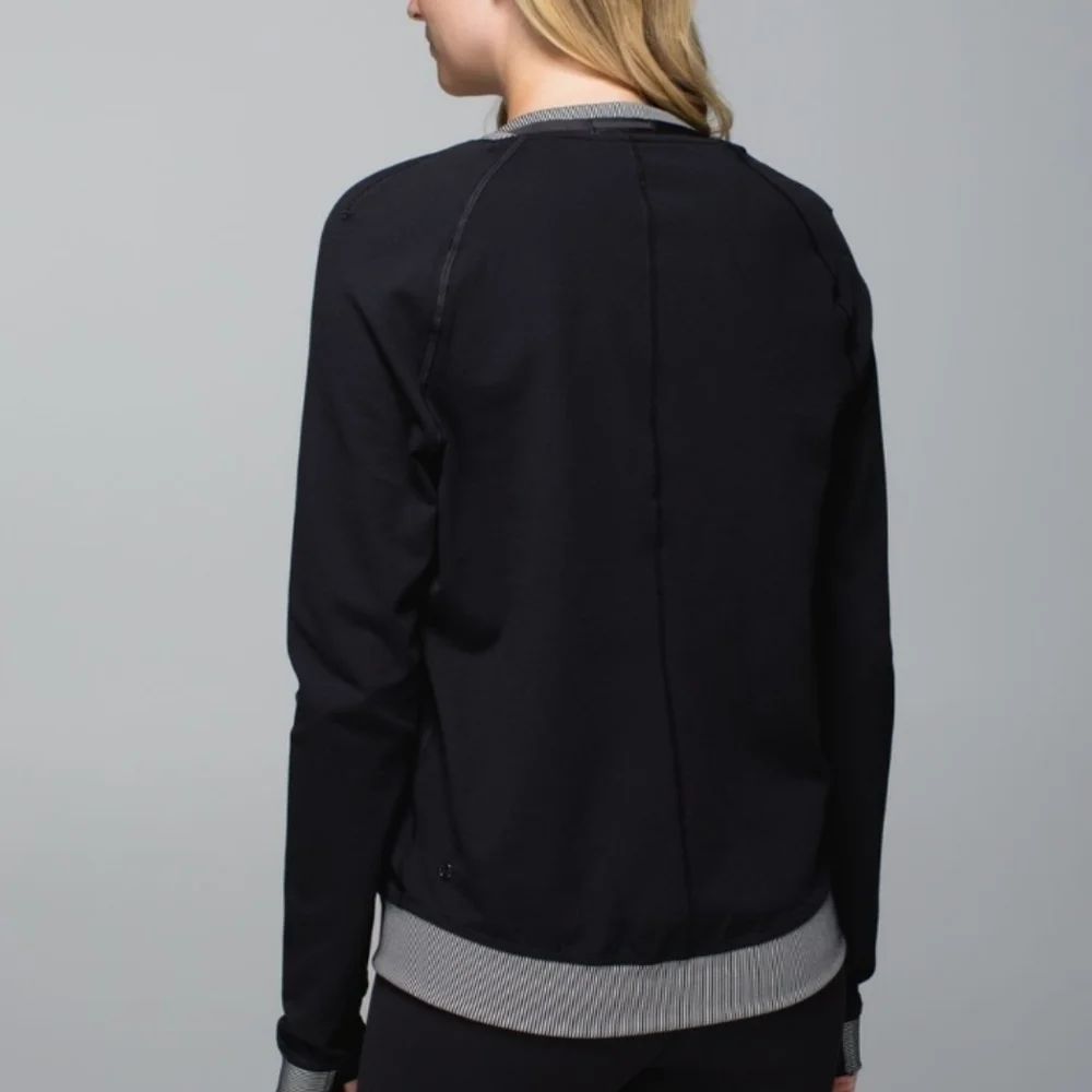 𝅺Lululemon Athletica H'om V-neck Plunge Neck Collarless Full Zipup Jacket Sz.6
